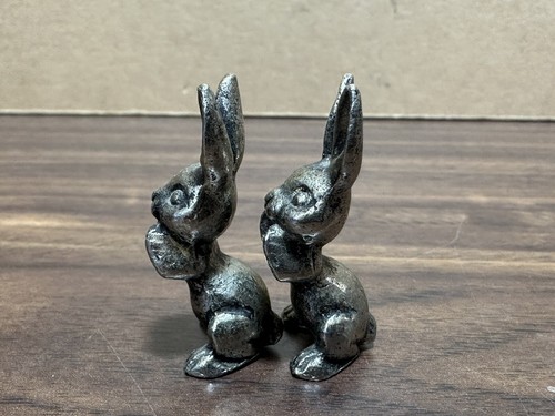Pewter Easter Bunny Rabbit Hare Whispering Animal Diorama Miniature Art Figurine - Picture 3 of 5