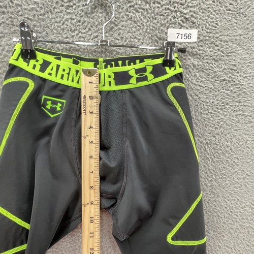 Under Armour Shorts Youth Medium Black Neon Trim Fitted Heatgear Activewear - Picture 13 of 15