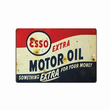 Esso Extra Motor Oil 8x12 Metal Sign Vintage Gas Garage Man Cave Wall Decor