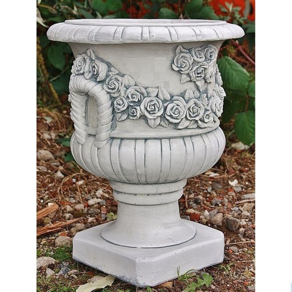 Rosen Amphore Skulptur Steinguss FüR Garten Neu Frostfest Blumenschale PO-410-image