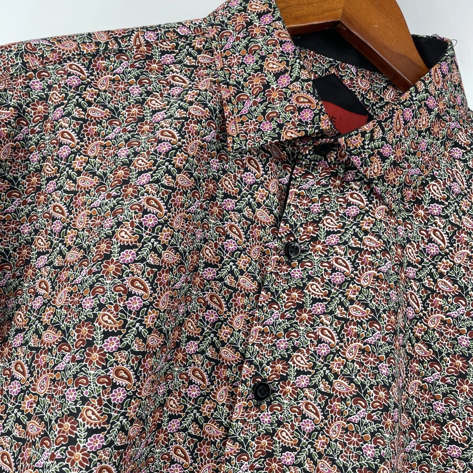 Elie Balleh Button Up Shirt Men’s Medium Slim Fit Floral Groovy Party Paisley - Image 4 of 4