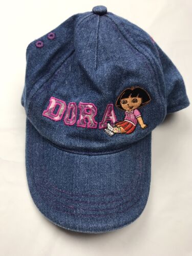 Dora The Explorer Hat Denim Blue Jean Adjustable OSFM Vintage Embroidered - Picture 1 of 5