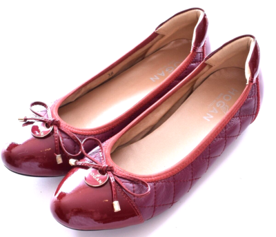 HOGAN Burgundy Stitched Leather with Patent Leather Cap Toe