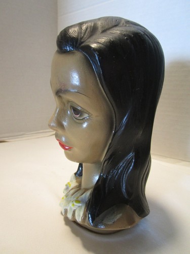 Busto Hula ragazza hawaiana vintage ceramica ibisco polinesiano 6,75"T anni 60 - Foto 7 di 10