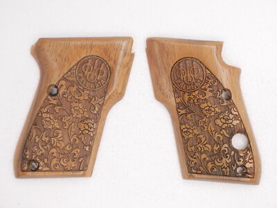 Beretta bobcat custom walnut wood Handgun Grips ''Flora-2 & logo''
