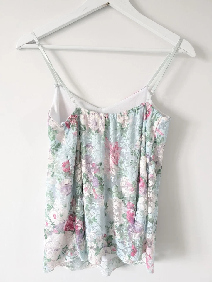 Top Quiz Tirantes Correas Ajustables Línea Encaje Sobre Floral Verde Rosa Talla 8 Foto 2 de 4