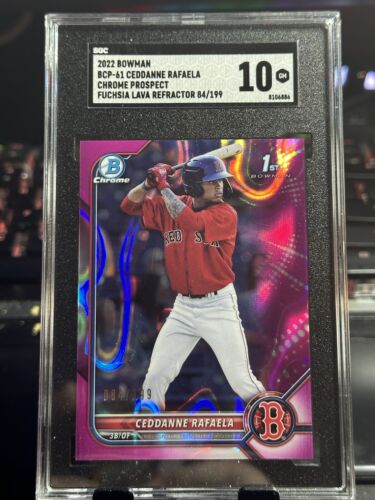 2022 Bowman Ceddanne Rafaela Chrome 1st Bowman Fuchsia Lava /199 Red Sox SGC 10