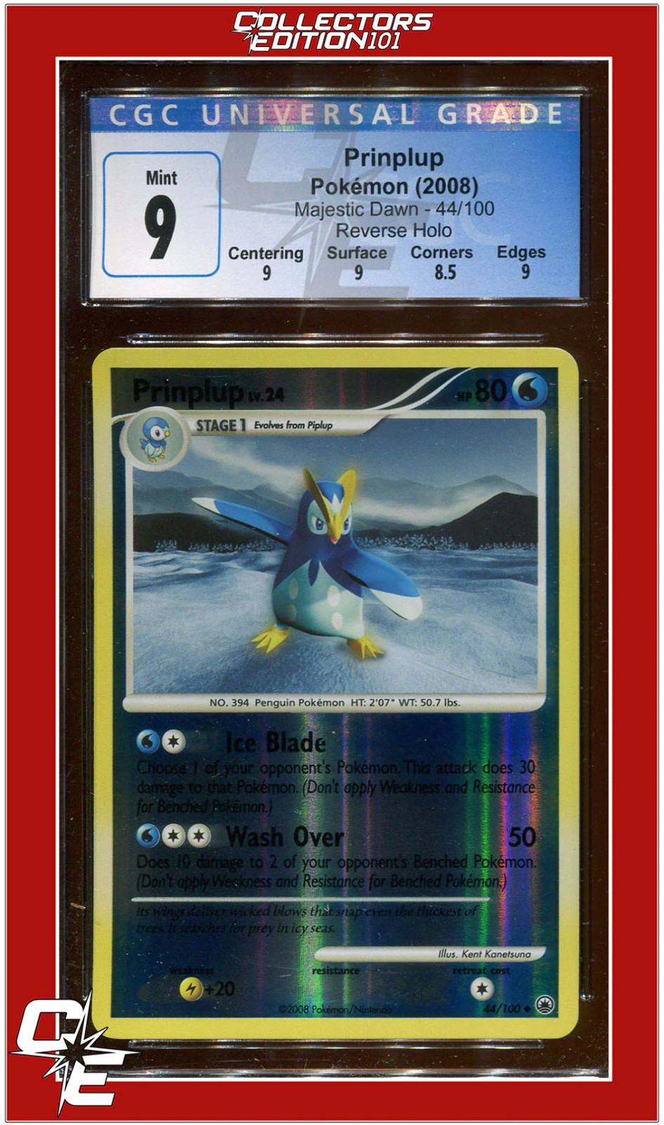 Majestic Dawn 44 Prinplup Reverse Holo CGC 9 - Subgrades