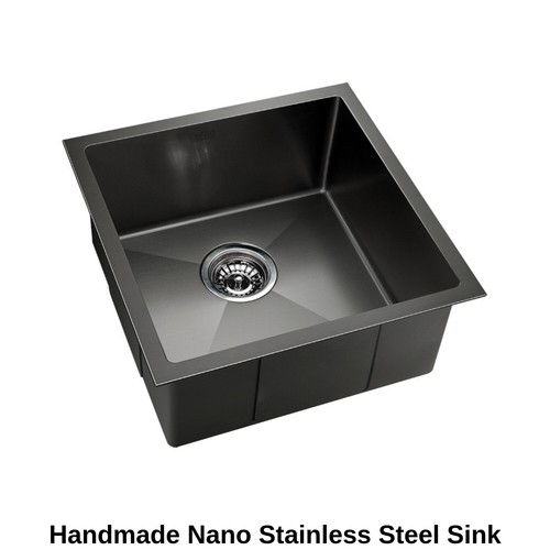 510x450mm Black Sink 304 Stainless Steel Nano Kitchen Laundry Basin Heavy Duty - Picture 3 of 12