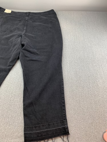 Pantalones de mezclilla ajustados Universal Thread de tiro alto años 90 para mujer 24 regular negro dobladillo crudo elástico - Imagen 6 de 18