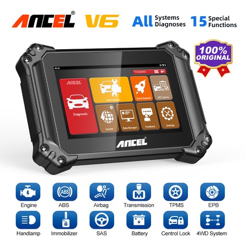 Ancel V6 Sistema Completo Bidireccional Coche OBD2 Escáner Diagnóstico Llave Codificación IMMO - Imagen 1 de 12