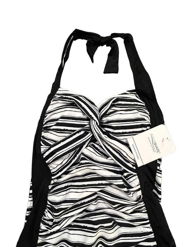 Traje de baño Dolfin de una pieza negro blanco para mujer talla 8 nuevo con etiquetas halter Foto 2 de 4