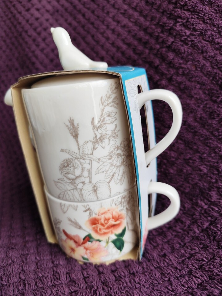 KIMM & MILLER RHS TEA FOR ONE CERAMIC SET FLORAL TEAPOT & CUP NEW