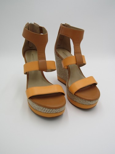 Hellbraune Leder-Sandalen Keilabsatz T-Riemen Antonio Melani Strand Boho Damen 6,5 Cam - Bild 2 von 18