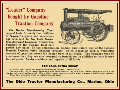 1910 Ohio Tractor Mfg. Co. NEW Metal Sign: Successor to Leader Tractors - Marion