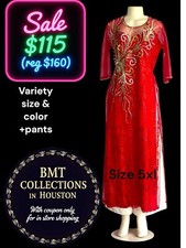 [Sale] Red Ao Dai Size 5XL, 3 Layer w/Lace, Sequins + Pants For Wedding, Party