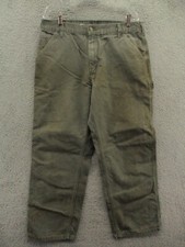 Carhartt B11 MOS Carpenter Pants Canvas Moss Green Workwear Relaxed Size 36x30