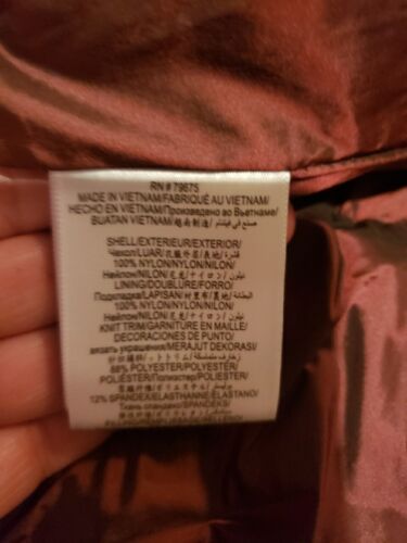 BCBGMAXAZRIA Feather Free Eco- Friendly Fill Large Women’s Coat Burgundy Shimmer - Picture 9 of 10