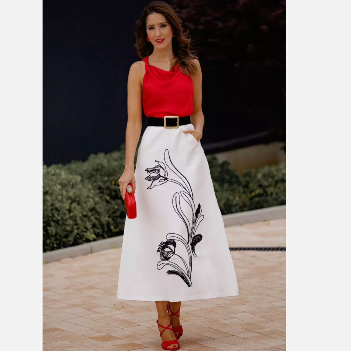 Zara $109ZW Collection Linen Skirt Contrast Embroidery White Zara $109ZW Collection Linen Skirt Contrast Embroidery White