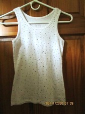 JUSTICE white tank top with metallic shinny dots size 12 girls,NEW