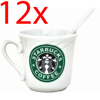 12er SET MINI STARBUCKS KAFFEE TEETASSE BECHER MIT LÖFFELN KÜCHE TRINKGESCHENK