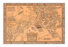 Large Pictorial 1812 Map of FORT WAYNE, Indiana circa 1930 - 24" x 36" Art Print