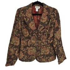 Coldwater creek vintage medium multicolor floral tapestry 2 button blazer