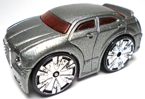 HOT WHEELS TOONED CHRYSLER 300 SILVER 1:64 DIECAST 2 1/4" CAR WITH RED WINDOWS