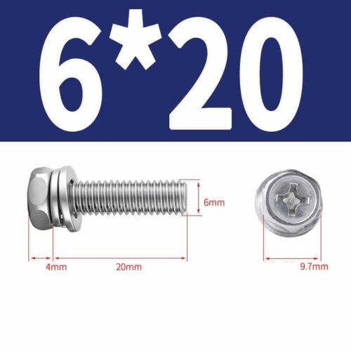 Phillips Hex Head with Washer Screws Hexagon Combination Stainless Steel M3-M10 - Picture 47 of 71