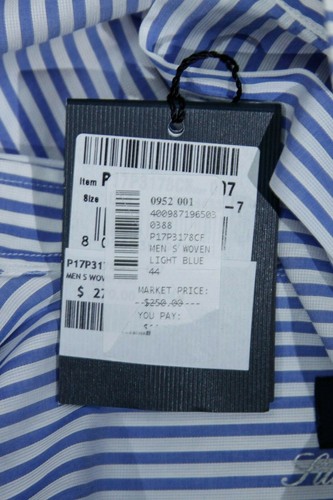Authentic Paul&shark Men's dress striped cotton shirt US 17 Made in Italy - Picture 7 of 8