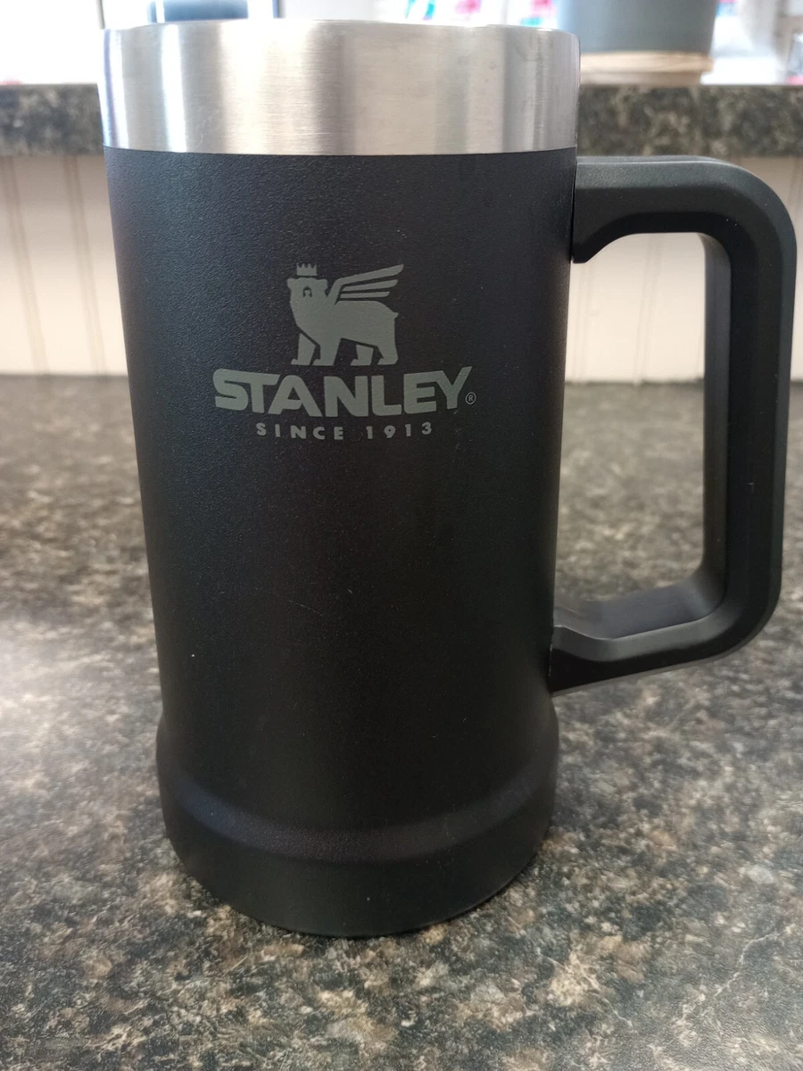 Stanley Black Stainless Steel Vacuum Insulated 24 oz Big Grip Beer Mug EUC