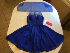 Prom Wedding Formal Gown Pageant Dress Royal Blue XS-S Hand Beaded Bodice