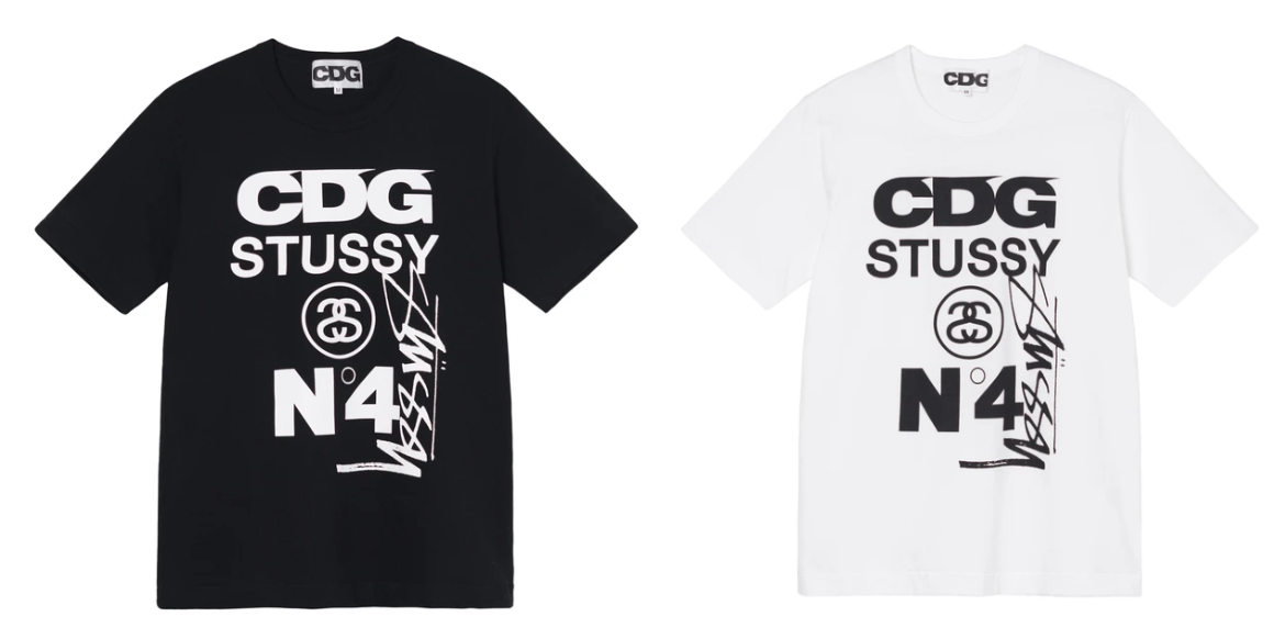 NEW stussy x CDG comme des garcons tee small cotton japan black white