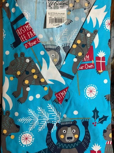 EXFOLIANTE TALLA XL OSO NAVIDAD NUEVO CON ETIQUETAS ENFERMERA MÉDICO VETERINARIO CNA DENTAL ANIMAL DE INVIERNO - Imagen 2 de 8