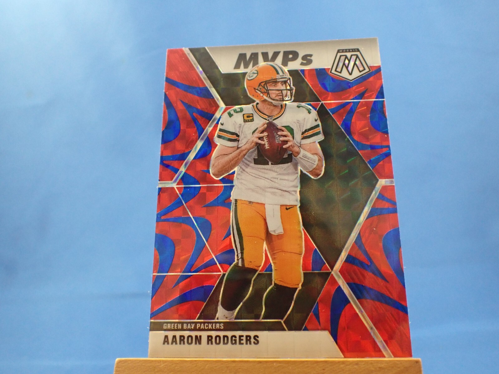 Aaron Rodgers Mosaic 2020 MVPs Blue Reactive Mosaic Prizm #300