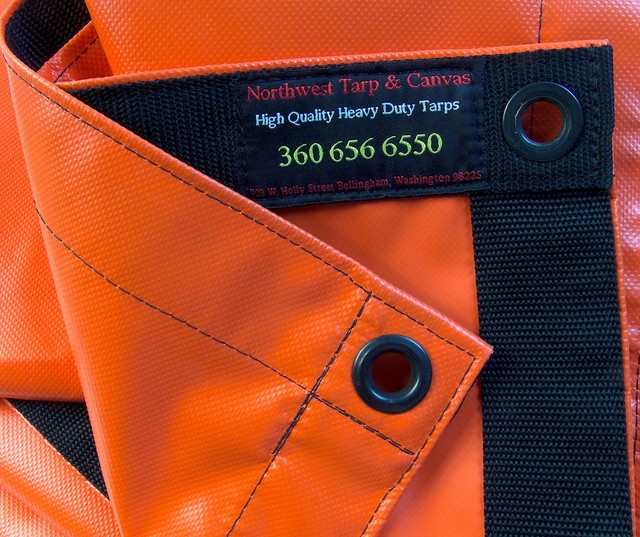 Tarp, Heavy Duty, Orange, Waterproof, 18 Oz. Vinyl w/ Reinforced Edges