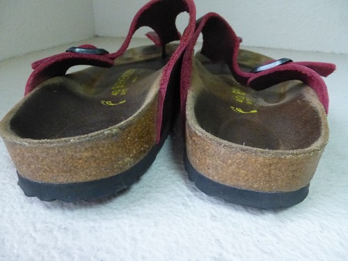Birkenstock Birkis Sandal 40N Gizeh Red Leather Adjustable Buckle Thong Toe Post - Picture 7 of 14