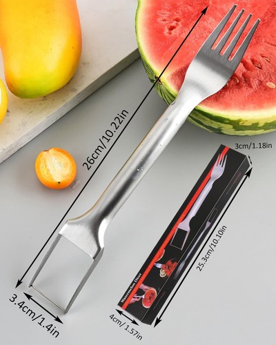 2-in-1 Stainless Steel Fruit Cutter,2Pcs Watermelon Fork Slicer Tool,Dual Head - Picture 5 of 7