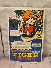 1970's Tiger Super Charged CLASS V Firecracker Fireworks Label 6x9.25"