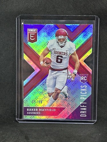 2018 Baker Mayfield Elite Status Purple Die Cut #/99 Rookie Oklahoma Sooners B7