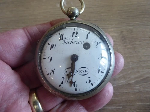 VACHERON AGENEVE ANTIQUE SILVER GENTS FUSEE VERGE POCKET WATCH