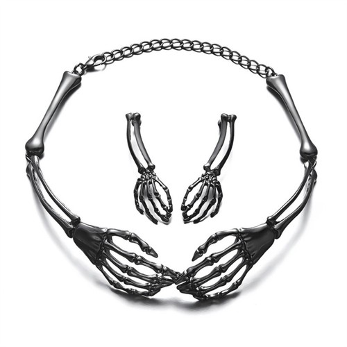 Halloween Choker Earrings Set Hip Hop Chains Punk Necklace Earring Gift - Picture 13 of 14