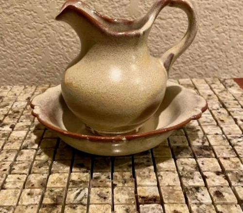 Small Frankoma  Pottery Bowl  And Pitcher Set