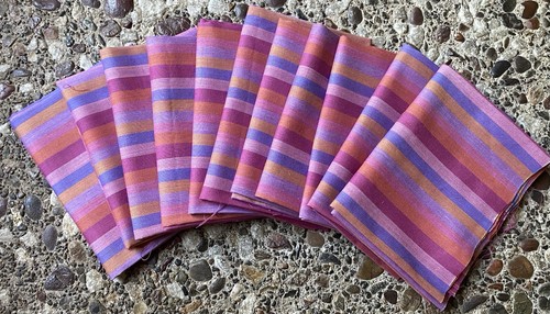 Lot 12 Pretty Woven Narrow Striped Fat Quarters Cotton Pink Blue Purple Orange - Picture 4 of 7