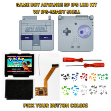 Game Boy Advance SP GBA SP IPS 101 LCD Full KIT W/ PRE CUT SHELL - SNES