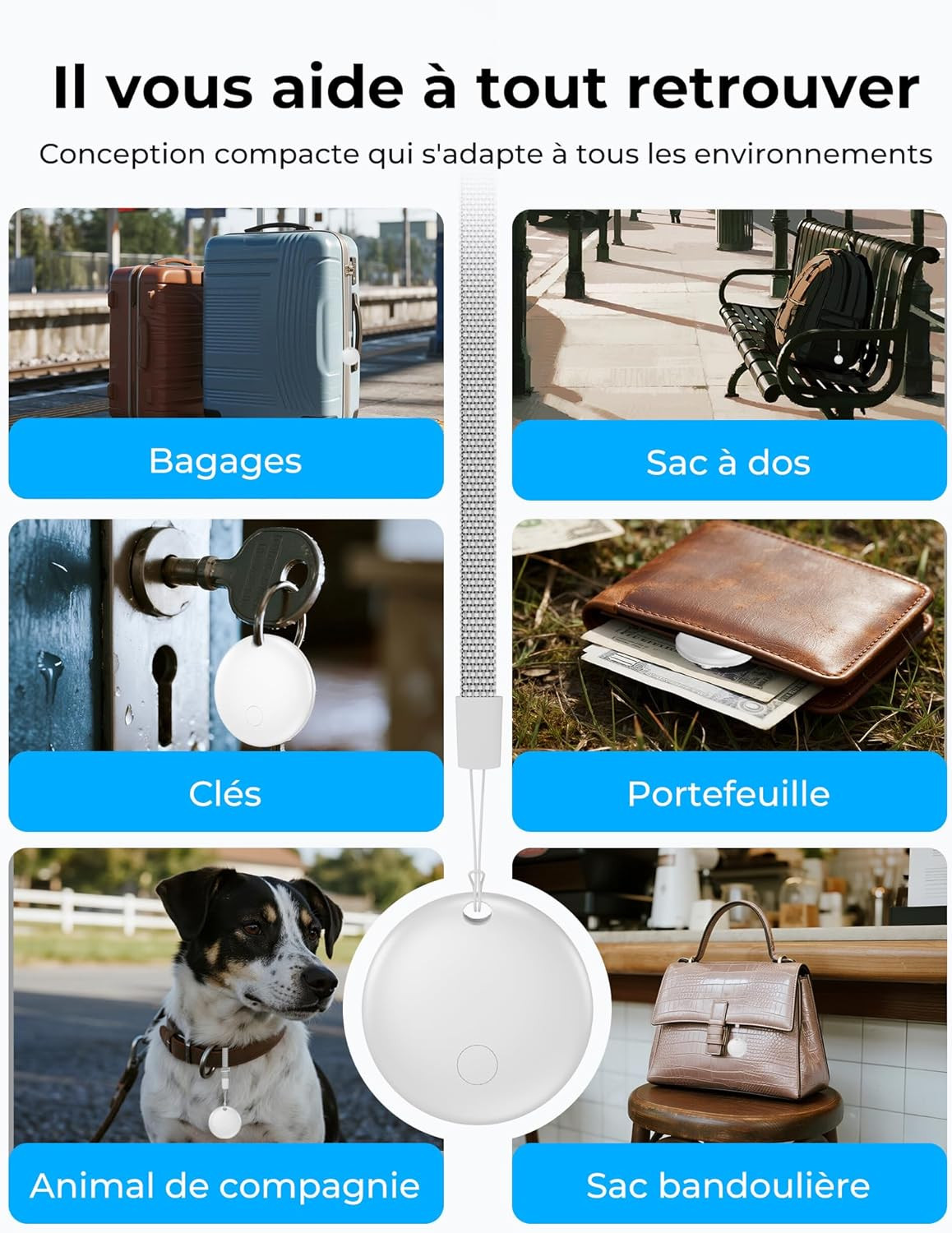 Traceur Bluetooth Android compatible Apple Localiser avec alerte sonore