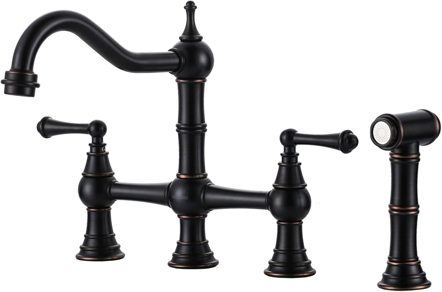 Brass Kitchen Faucet with Side Sprayer, 8 Inch Centerset Bridge Faucet for Kitch