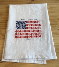 Handmade Painted Tea Towel  Patriotic 4th Of ...
