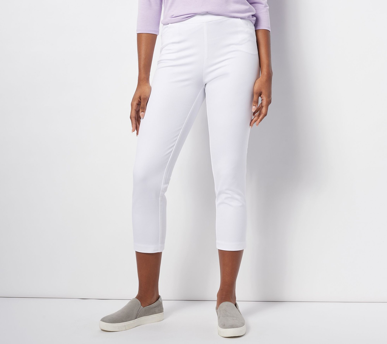 Isaac Mizrahi Live! Women's Plus Sz Pants 32 Regular Stretch Crop White A472131