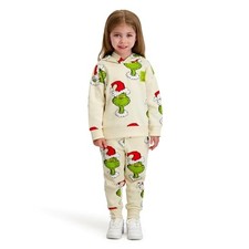 The Grinch Dr. Seuss Toddler Printed Sweatshirt and Jogger Set, Beige, 12M